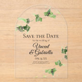 Invitations En Acrylique Aquarelle verte Vine d'Ivy Mariage Enregistrer la  (Recto)