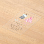 Invitations En Acrylique Aquarelle Vêtements de bébé espagnol Révélation de (Poser)