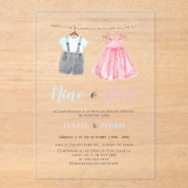 Invitations En Acrylique Aquarelle Vêtements de bébé espagnol Révélation de (Recto)