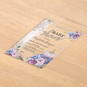 Invitations En Acrylique Aquarelle Violet Citrouille Baby shower Fleurs (Poser)