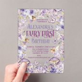 Invitations En Acrylique Aquarelle violette Fée Florale Premier anniversair (In situ (ordinateur de poche))