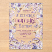 Invitations En Acrylique Aquarelle violette Fée Florale Premier anniversair (Recto)