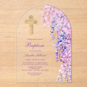 Invitations En Acrylique Aquarelle Wisteria Arch Baptême (Recto)