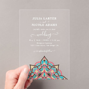 Invitations En Acrylique Arabe Art Nouveau Floral Arc Mandala Mariage