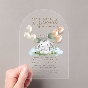 Invitations En Acrylique Arachide douce sur le chemin Baby shower neutre