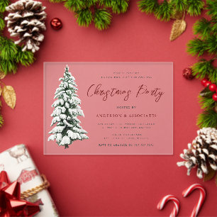 Invitations En Acrylique Arbre de Noël enneigé Fête de Noël festive