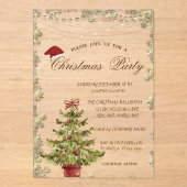 Invitations En Acrylique Arbre de Noël, Étoiles Noël Compagnie fêtes (Recto)