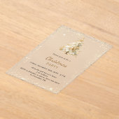 Invitations En Acrylique Arbre de Noël neige de la fête dessinée à la main (Poser)