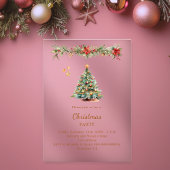 Invitations En Acrylique Arbre garland fleurs rouges Noël fête gelée