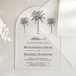 Invitations En Acrylique Arbres de palmier dattier Mariage islamique musulm