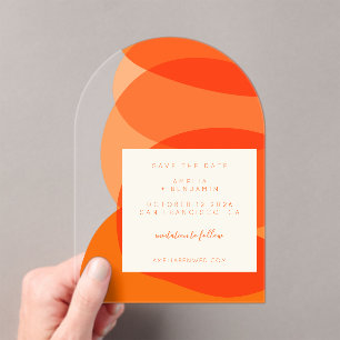 Invitations En Acrylique Arc Abstrait Orange unique moderne Enregistrer la 