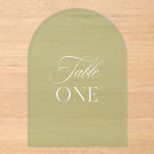 Invitations En Acrylique Arc Acrylique Sage Vert Mariage Table Un Numéro (Recto)