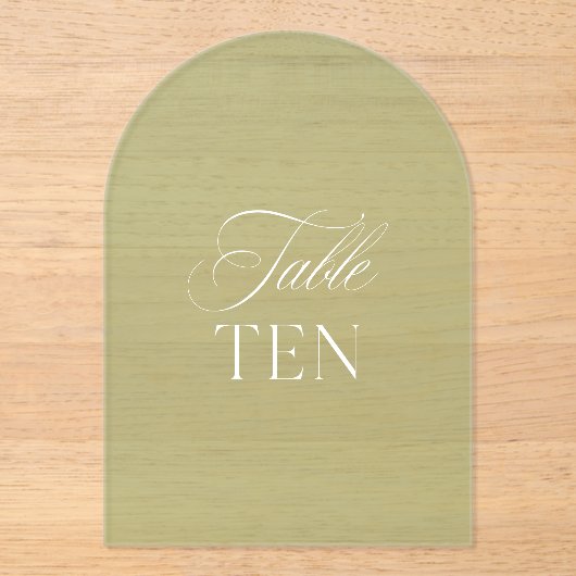 Invitations En Acrylique Arc Acrylique Sage Vert Mariage Tableau Dix Nombre (Recto)