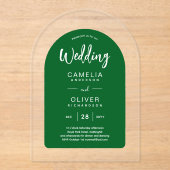 Invitations En Acrylique Arc Blanc Vert Acrylique Mariage Invite Moderne (Recto)