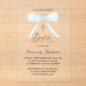 Invitations En Acrylique arc bleu pastel | Baptême (Recto)