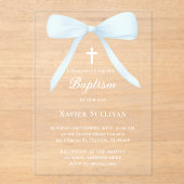 Invitations En Acrylique arc bleu pastel | Baptême (Recto)