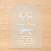 Invitations En Acrylique arc bleu pastel Baptême (Recto)