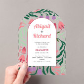 Invitations En Acrylique Arc Boho avec branches rétro et fleurs mariage (In situ (ordinateur de poche))