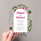 Invitations En Acrylique Arc Boho branches rétro et fleurs mariage (In situ (ordinateur de poche))