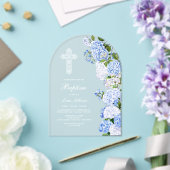 Invitations En Acrylique Arc de baptême d'hortensia bleu élégant (Insitu (Mariage))