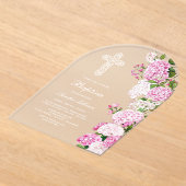 Invitations En Acrylique Arc de baptême d'hortensia rose élégant (Poser)