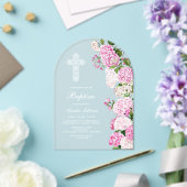Invitations En Acrylique Arc de baptême d'hortensia rose élégant (Insitu (Mariage))