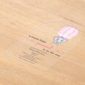 Invitations En Acrylique Arc de douche à bébé rose éléphant (Poser)