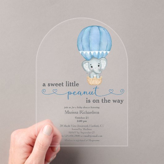 Invitations En Acrylique Arc de douche pour bébé bleu éléphant (In situ (ordinateur de poche))