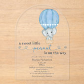 Invitations En Acrylique Arc de douche pour bébé bleu éléphant (Recto)