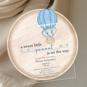 Invitations En Acrylique Arc de douche pour bébé bleu éléphant