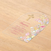 Invitations En Acrylique Arc de fleurs de prairie Baptême (Poser)