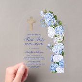 Invitations En Acrylique Arc de l'Hydrangea Bleue Première Communion (In situ (ordinateur de poche))