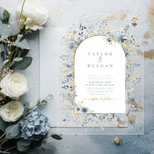 Invitations En Acrylique Arc de Mariage à fleurs doux transparent ID1045