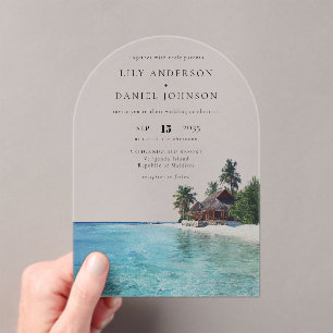 Invitations En Acrylique Arc de mariage tropical élégant à l'aquarelle sur