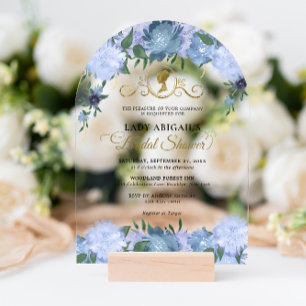 Invitations En Acrylique Arc de mariage victorien floral bleu poussiéreux