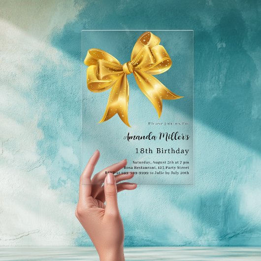 Invitations En Acrylique Arc d'or clair anniversaire