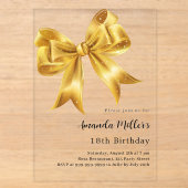 Invitations En Acrylique Arc d'or clair anniversaire (Recto)