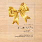 Invitations En Acrylique Arc d'or clair Sweet 16 (Recto)