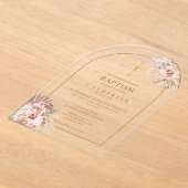 Invitations En Acrylique Arc d'or Pampas Grass Floral Girl Baptême (Poser)