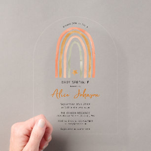 Invitations En Acrylique Arc en ciel et étoile Boho Baby Sprinkle Shower Ar