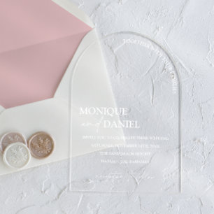 Invitations En Acrylique Arc En Forme Élégante Calligraphie Simple MARIAGE