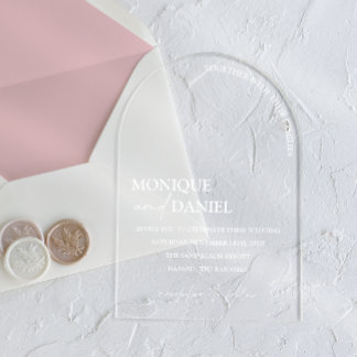 Invitations En Acrylique Arc En Forme Élégante Calligraphie Simple MARIAGE