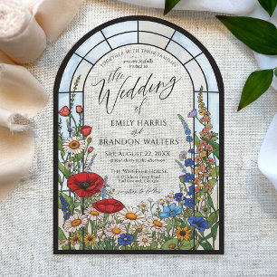 Invitations En Acrylique Arc en Verre Cathédrale de Fleurs Sauvages Uniques