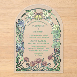 Invitations En Acrylique Arc floral Art Nouveau romantique et fantaisiste