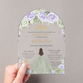 Invitations En Acrylique Arc Floral de Quinceañera Sage Vert pourpre Lilac (In situ (ordinateur de poche))