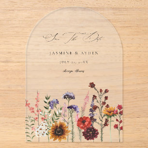 Invitations En Acrylique Arc floral de tournesol et de fleurs sauvages
