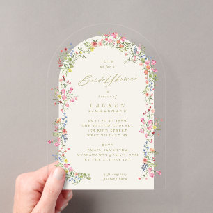 Invitations En Acrylique Arc floral élégant et délicat pour Baby Shower de 