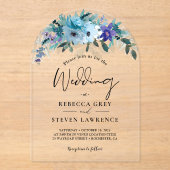 Invitations En Acrylique Arc mariage à ressort chic bleu pourpre (Recto)