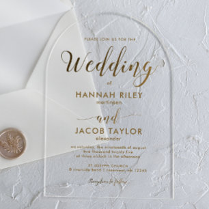 Invitations En Acrylique Arc Mariage de typographie classique simple