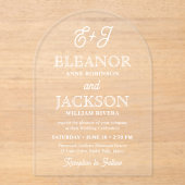 Invitations En Acrylique Arc Mariage élégant et élégant Monogramme rétro (Recto)